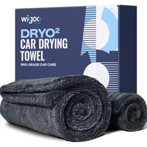 imageWigoo Premium Microfiber Car Drying Towel 1300GSM 2Size Set36241616 UltraAbsorbent No Streaks amp Scratches DualSided Edgeless Wash Towels with Twisted Loop for Cars Detailing SUV Truck2 Sizes Gray Set