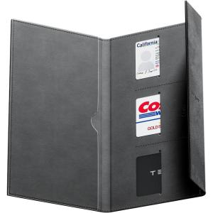 imageWigoo Tesla Car Registration and Insurance Holder Microfiber Leather Magnetic Lock Glove Box Organizer for Cards amp Documents for Tesla Model YJuniper3XSCybertruck Accessories Black