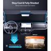imageWigoo for Jeep Wrangler Windshield Sunshade OEM Design 100 Sun Blockage Foldable Heat Insulation Sun Shade with Storage Bag for Jeep Wrangler 20182026 Silver Coatingfor Jeep Wrangler20182026