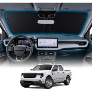 imageWigoo for Jeep Wrangler Windshield Sunshade OEM Design 100 Sun Blockage Foldable Heat Insulation Sun Shade with Storage Bag for Jeep Wrangler 20182026 Silver Coatingfor Ford Maverick20222026