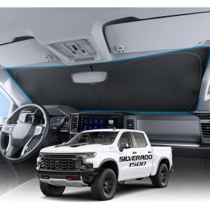imageWigoo for Jeep Wrangler Windshield Sunshade OEM Design 100 Sun Blockage Foldable Heat Insulation Sun Shade with Storage Bag for Jeep Wrangler 20182026 Silver Coatingfor Chevrolet Silverado 150020192026