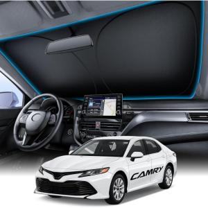 imageWigoo for Jeep Wrangler Windshield Sunshade OEM Design 100 Sun Blockage Foldable Heat Insulation Sun Shade with Storage Bag for Jeep Wrangler 20182026 Silver Coatingfor Toyota Camry20182026