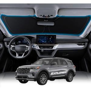imageWigoo for Jeep Wrangler Windshield Sunshade OEM Design 100 Sun Blockage Foldable Heat Insulation Sun Shade with Storage Bag for Jeep Wrangler 20182026 Silver Coatingfor Ford Explorer20202026