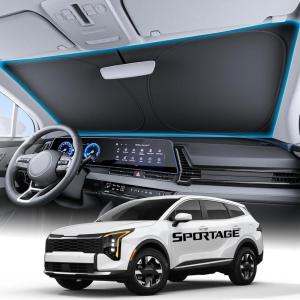 imageWigoo for Jeep Wrangler Windshield Sunshade OEM Design 100 Sun Blockage Foldable Heat Insulation Sun Shade with Storage Bag for Jeep Wrangler 20182026 Silver Coatingfor Kia Sportage20202026