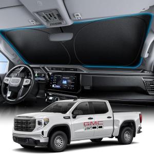 imageWigoo for Jeep Wrangler Windshield Sunshade OEM Design 100 Sun Blockage Foldable Heat Insulation Sun Shade with Storage Bag for Jeep Wrangler 20182026 Silver Coatingfor GMC Sierra 15002500350020192026