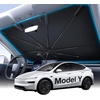 image:imageWigoo Windshield Sun Shade Umbrella for Tesla Model Y 100 Sun Blockage Ice Cooling Fabric Foldable Heat Insulation Front Window Sunshade Umbrella for Tesla Model Y 20202026 JuniperSpecific