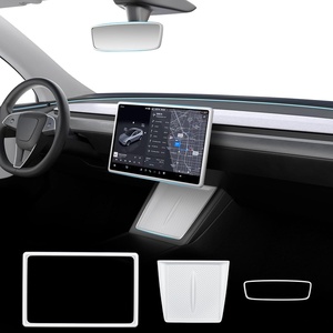 image:imageWigoo 3PCS Center Console Accessories for Tesla Model Y Juniper Wireless Charger Mat 154 Screen Edge Cover Rearview Mirror Cover for Model Y Juniper Premium and Performance Only BlackWhite