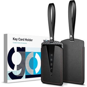 image:imageWigoo Key Card Holder for Tesla with AirTag Slot ScratchResistant Carbon Fiber Texture Hard PC Key Card Case with Keychain for Model 3YSX Cybertruck Accessories 2PackBlack Leather